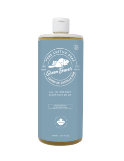 A bottle of Green Beaver's unscented Castile Soap