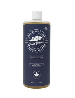 A bottle of Green Beaver's Castile Soap in Frosty Mint scent