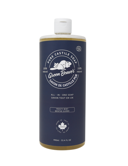 A bottle of Green Beaver's Castile Soap in Frosty Mint scent
