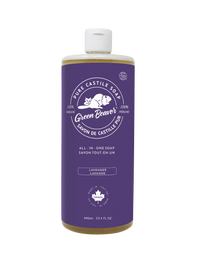 A bottle of Green Beaver's Lavender Castile Soap