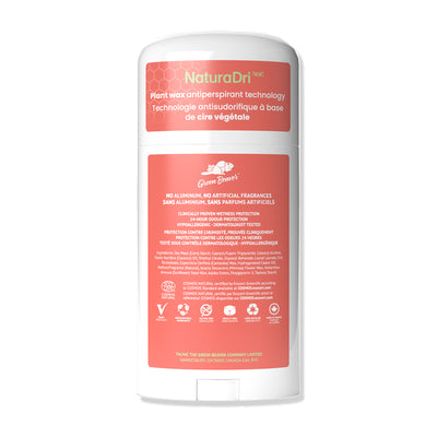 Green Beaver aluminum-free antiperspirant deodorant Fruity Escape scent back label