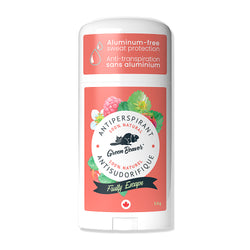Stick of Green Beaver aluminum-free antiperspirant deodorant Fruity Escape scent front view