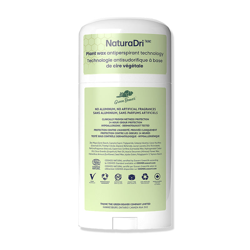 Green Beaver aluminum-free antiperspirant deodorant Sunny Citrus scent back label