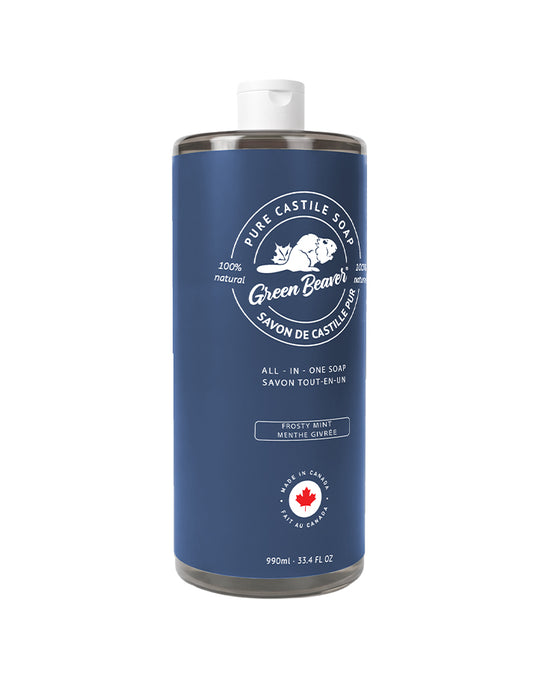 A bottle of Green Beaver's Castile Soap in Frosty Mint scent