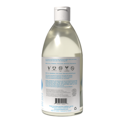 A bottle displaying the back label of Green Beaver's Foaming Hand Soap in Fresh Mint scent on a white background