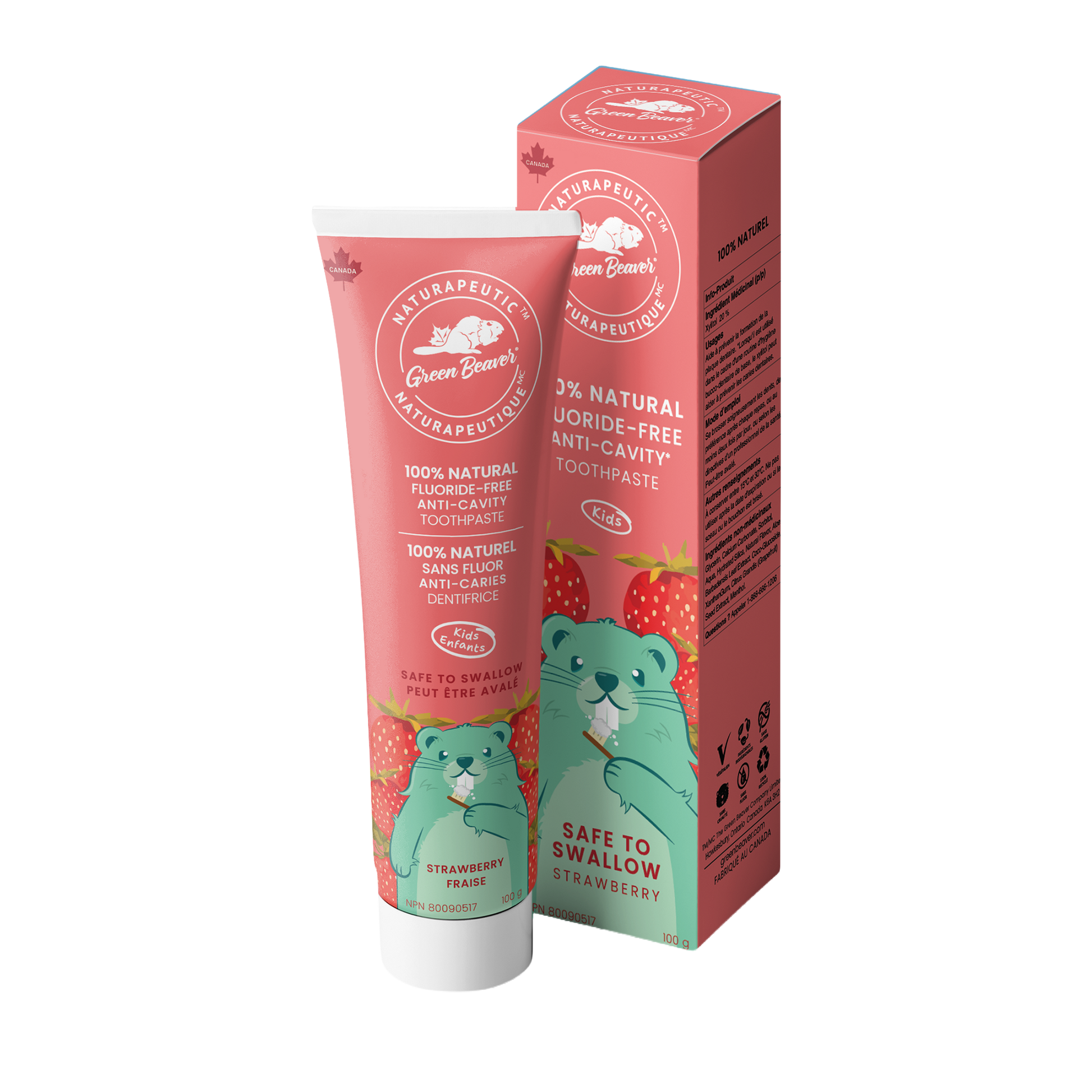 Green Beaver Kids Naturapeutic strawberry toothpaste tube and box