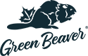 A green beaver with a maple leaf is the Green Beaver Company logo
