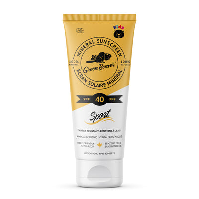 mineral sunscreen spf40 for sport, green beaver